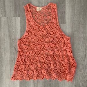 Urban Outfitters Pink/Salmon Crocheted tank top